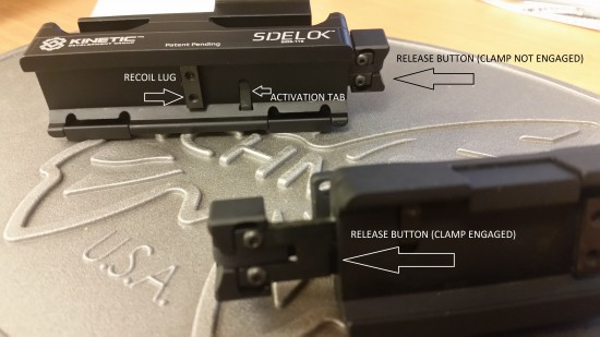 Labeled underside of Sidelok mount