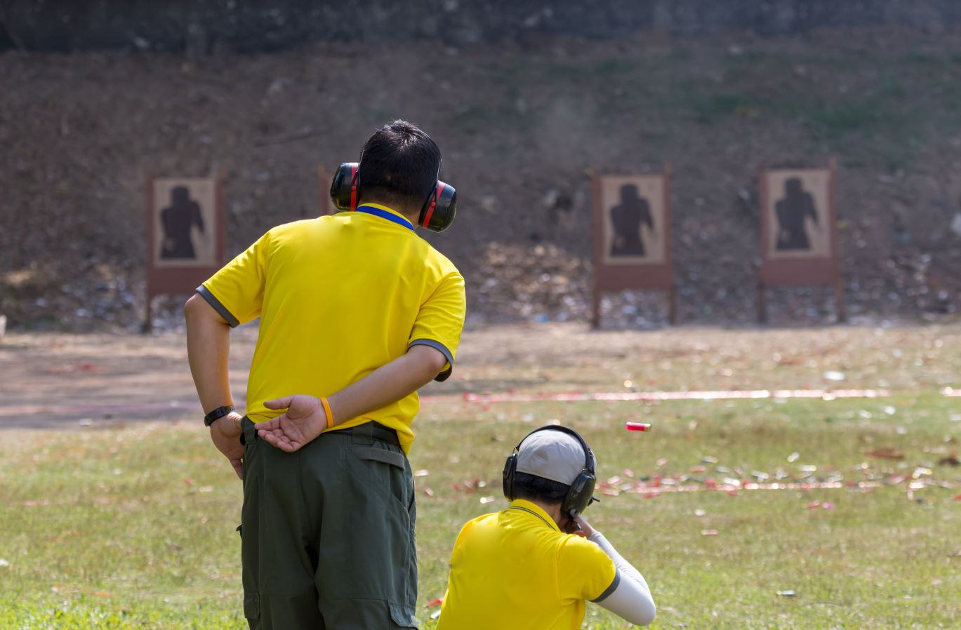 Guy shooting target practice