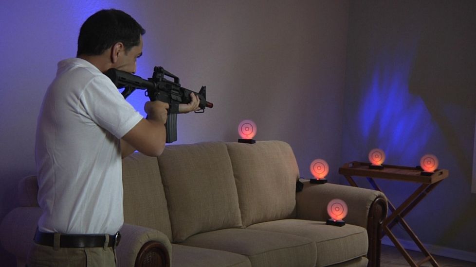 laser target practice in living room